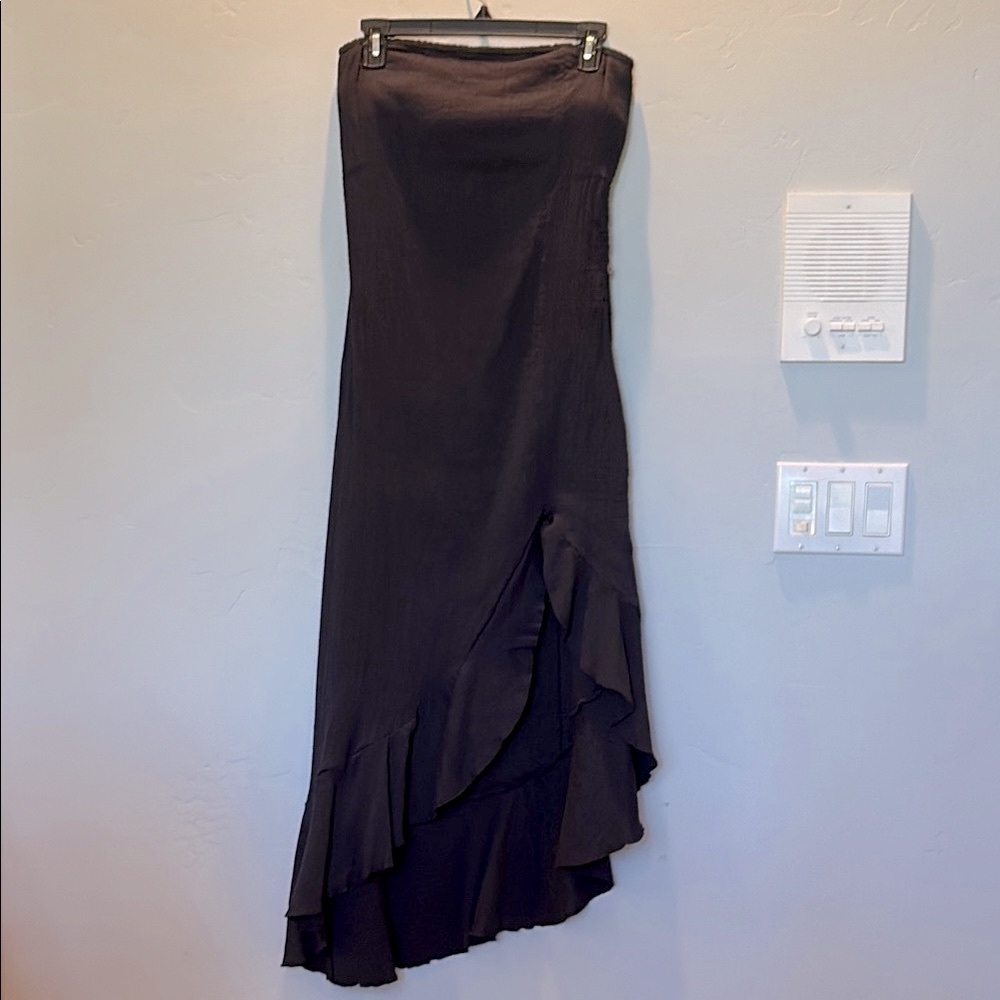 Free People Black Asymmetrical Ruffle High-Low Dress